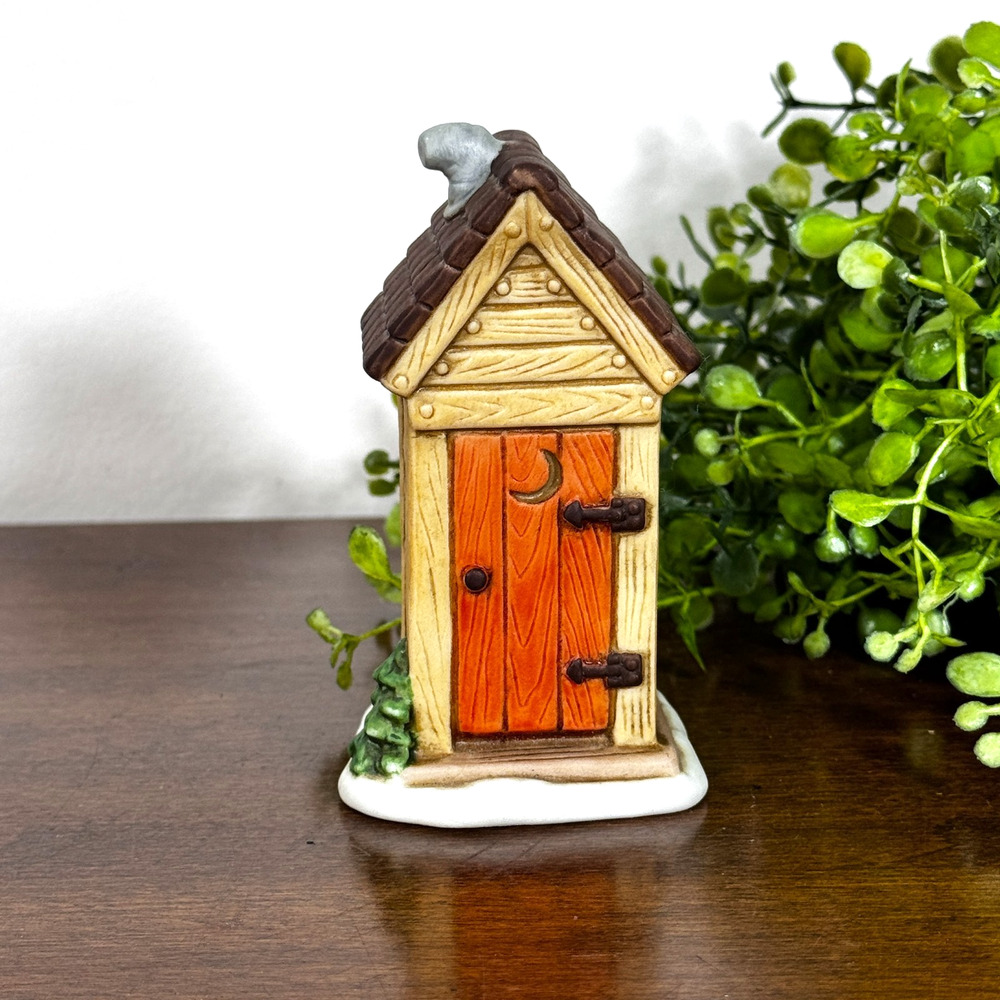 Vintage Lefton China Colonial Snow Village Outhouse #07325 Accessory 1989